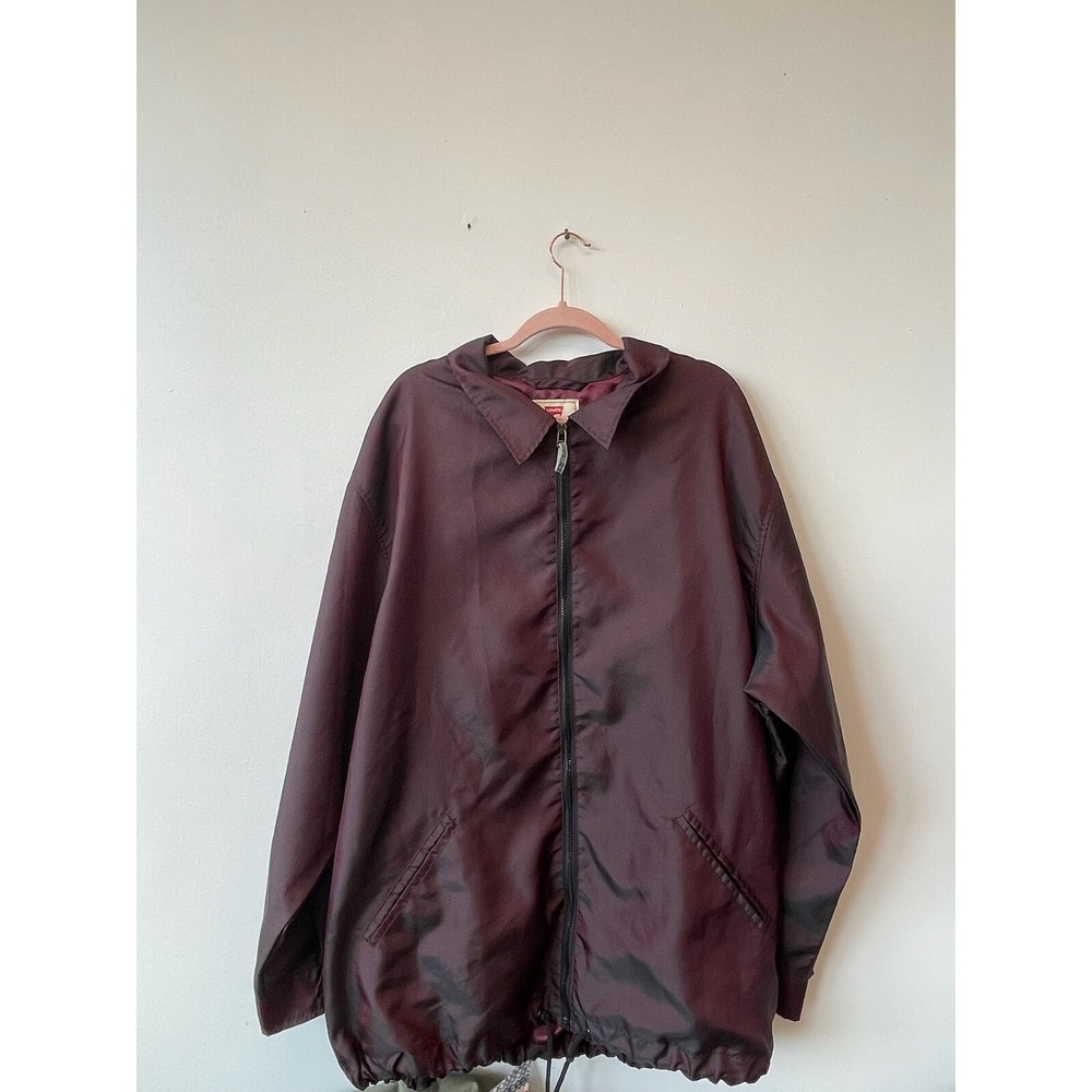 Vintage‎ 90s Levi's Full Zip Oversized Windbreaker Jacket Iridecent Maroon 2XL